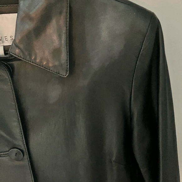 Vintage nine west leather black fitted  blazer - 4 button - size small - Picture 5 of 6